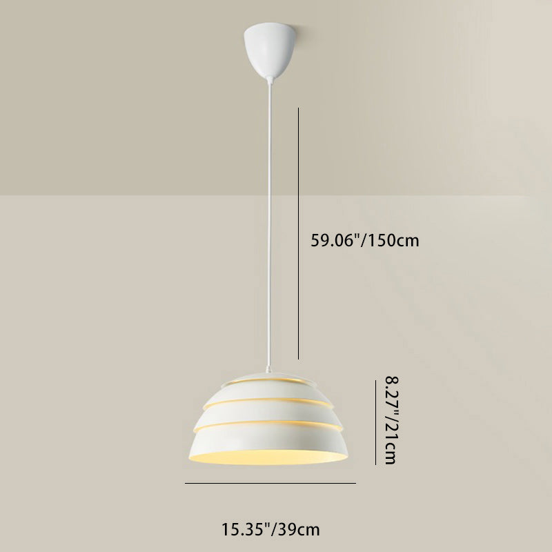 Suspension lumineuse à 1 lumière en silicone et aluminium en forme de dôme japonais traditionnel pour salon 