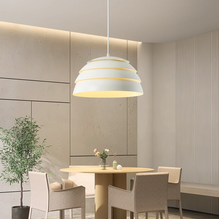 Suspension lumineuse à 1 lumière en silicone et aluminium en forme de dôme japonais traditionnel pour salon 