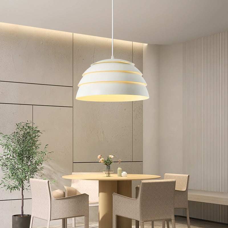 Suspension lumineuse à 1 lumière en silicone et aluminium en forme de dôme japonais traditionnel pour salon 
