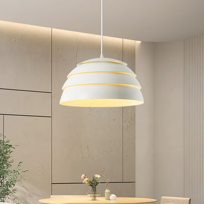 Suspension lumineuse à 1 lumière en silicone et aluminium en forme de dôme japonais traditionnel pour salon 
