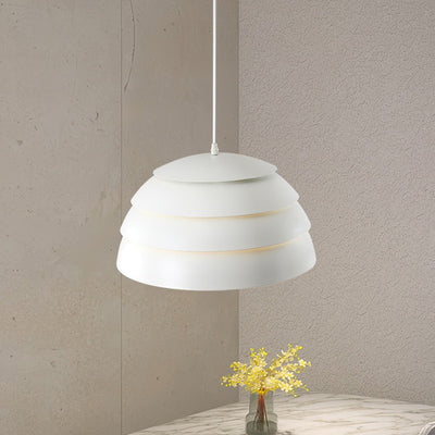Suspension lumineuse à 1 lumière en silicone et aluminium en forme de dôme japonais traditionnel pour salon 
