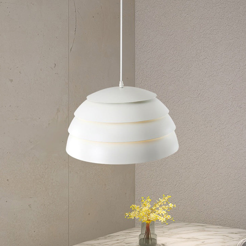 Suspension lumineuse à 1 lumière en silicone et aluminium en forme de dôme japonais traditionnel pour salon 