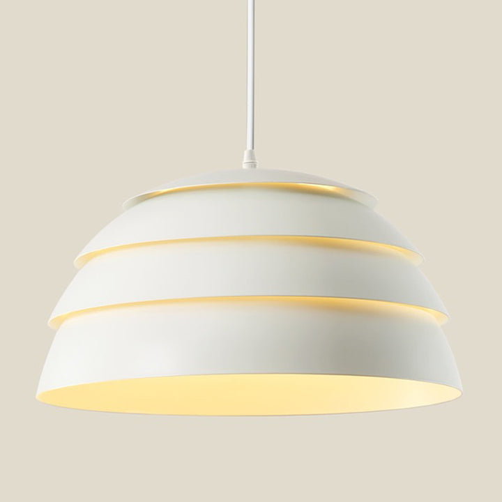 Suspension lumineuse à 1 lumière en silicone et aluminium en forme de dôme japonais traditionnel pour salon 