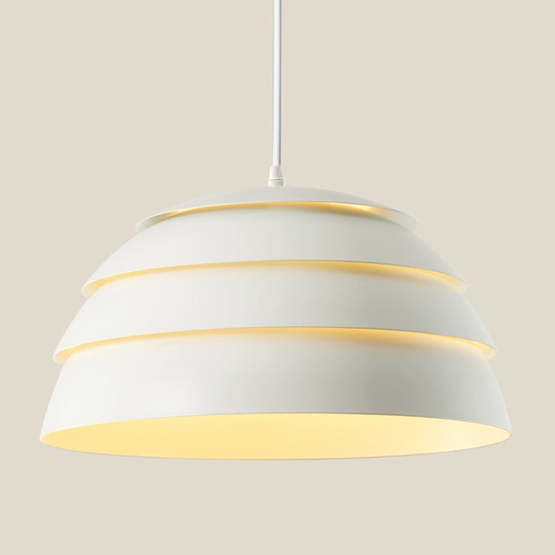 Suspension lumineuse à 1 lumière en silicone et aluminium en forme de dôme japonais traditionnel pour salon 