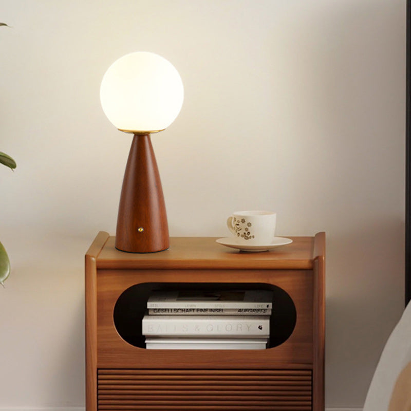 Lampe de table LED en bois, fer et verre à colonne vintage traditionnelle pour salon 