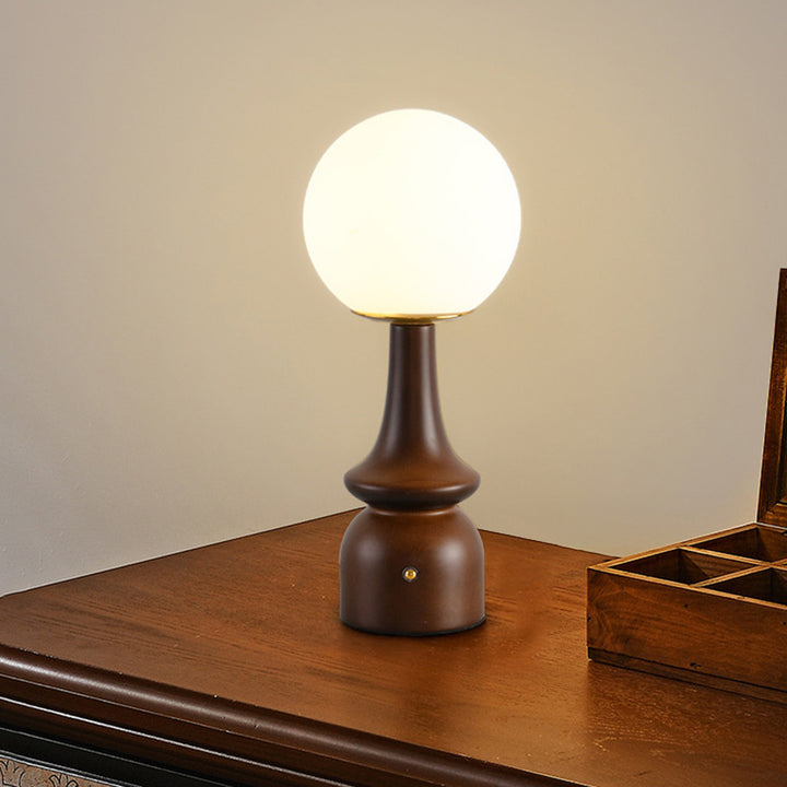 Lampe de table LED en bois, fer et verre à colonne vintage traditionnelle pour salon 