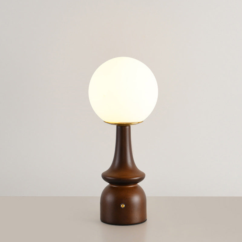 Lampe de table LED en bois, fer et verre à colonne vintage traditionnelle pour salon 