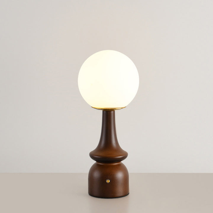 Lampe de table LED en bois, fer et verre à colonne vintage traditionnelle pour salon 