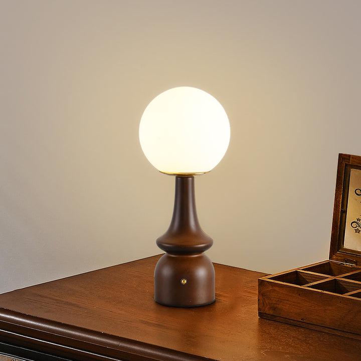 Lampe de table LED en bois, fer et verre à colonne vintage traditionnelle pour salon 