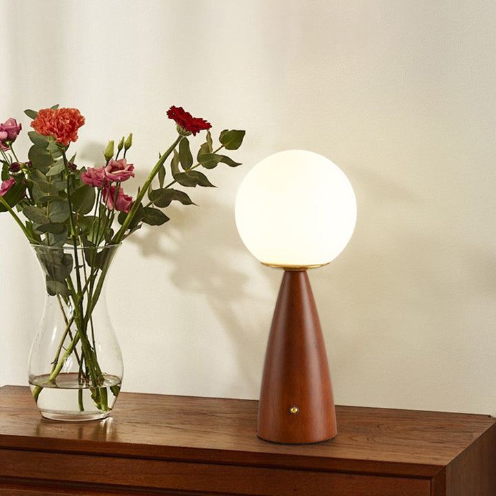 Lampe de table LED en bois, fer et verre à colonne vintage traditionnelle pour salon 