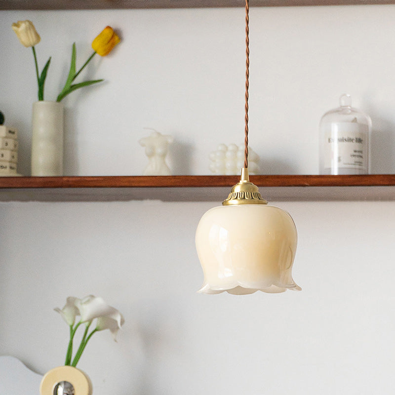 Suspension Luminaire Traditionnel Français en Verre et Fer avec Pieuvre à 1 Lumière pour Salon 