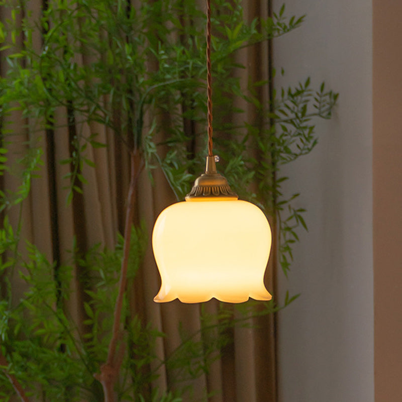 Suspension Luminaire Traditionnel Français en Verre et Fer avec Pieuvre à 1 Lumière pour Salon 