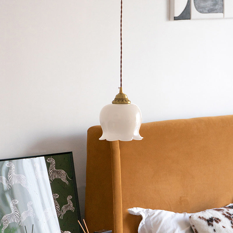 Suspension Luminaire Traditionnel Français en Verre et Fer avec Pieuvre à 1 Lumière pour Salon 
