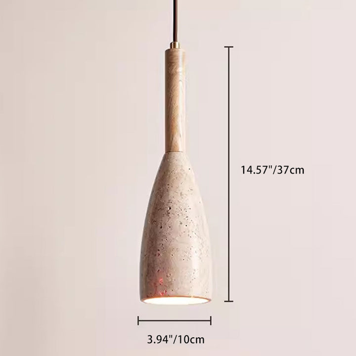 Lámpara colgante de 1 luz de columna tradicional japonesa de madera y piedra para sala de estar 