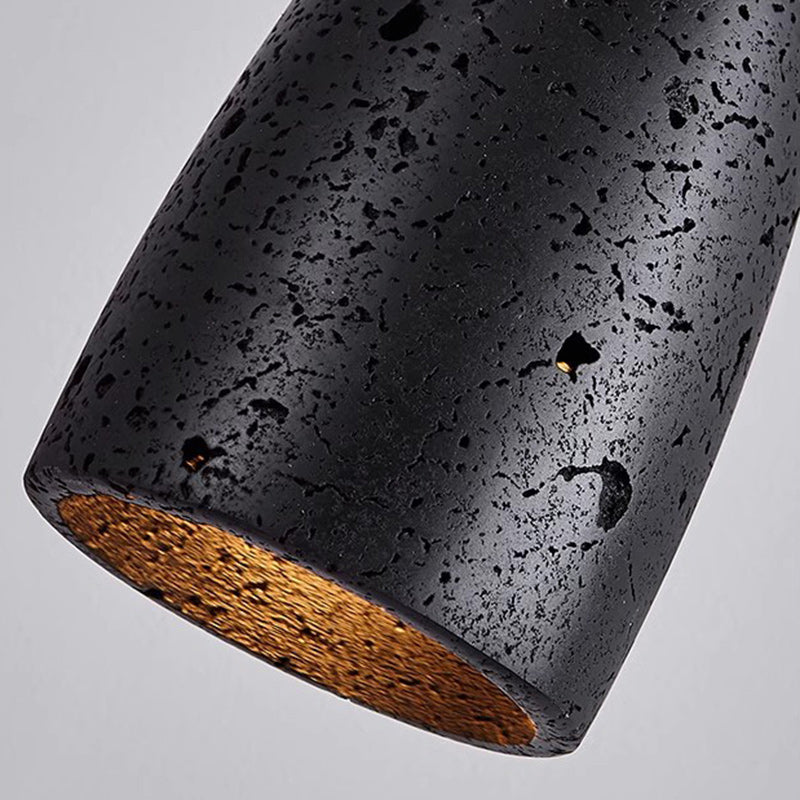 Lámpara colgante de 1 luz de columna tradicional japonesa de madera y piedra para sala de estar 