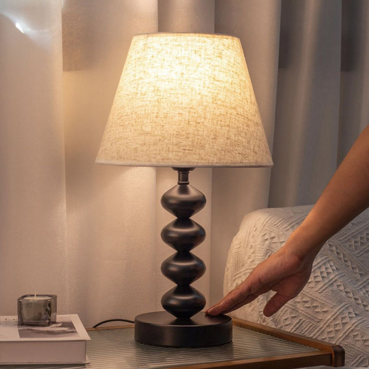 Lampe de table 1 lumière en tissu fer traditionnel vintage pour salon 