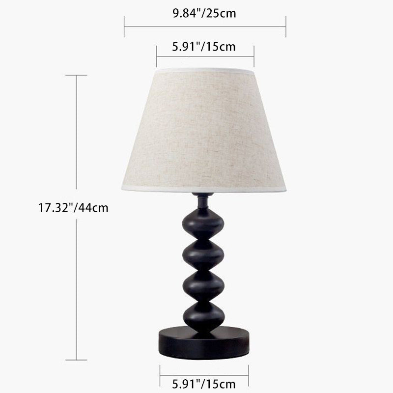 Lampe de table 1 lumière en tissu fer traditionnel vintage pour salon 