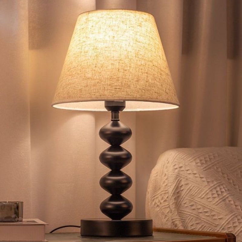 Lampe de table 1 lumière en tissu fer traditionnel vintage pour salon 
