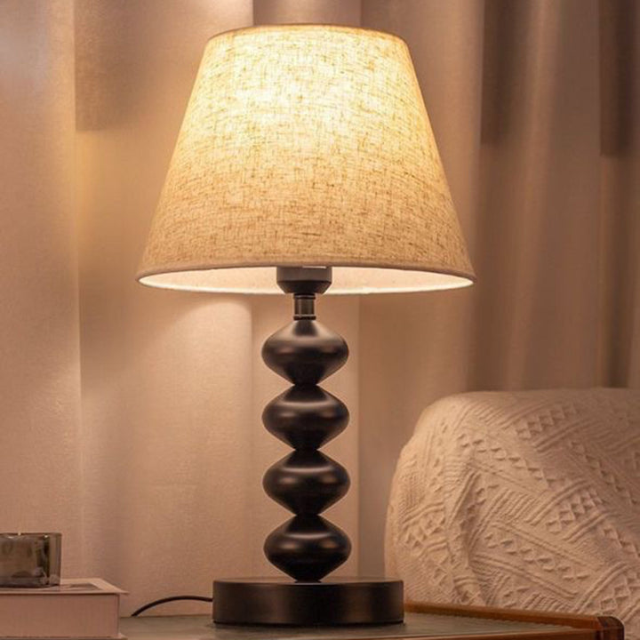 Lampe de table 1 lumière en tissu fer traditionnel vintage pour salon 