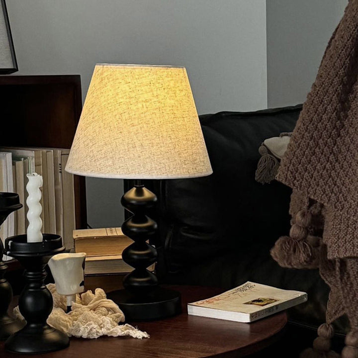 Lampe de table 1 lumière en tissu fer traditionnel vintage pour salon 