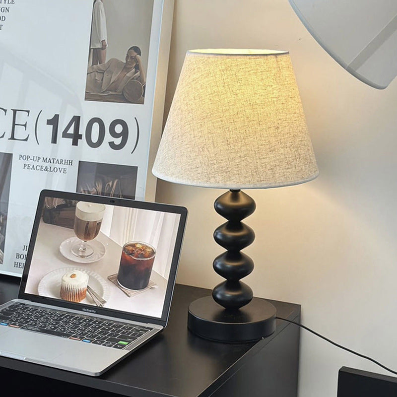 Lampe de table 1 lumière en tissu fer traditionnel vintage pour salon 