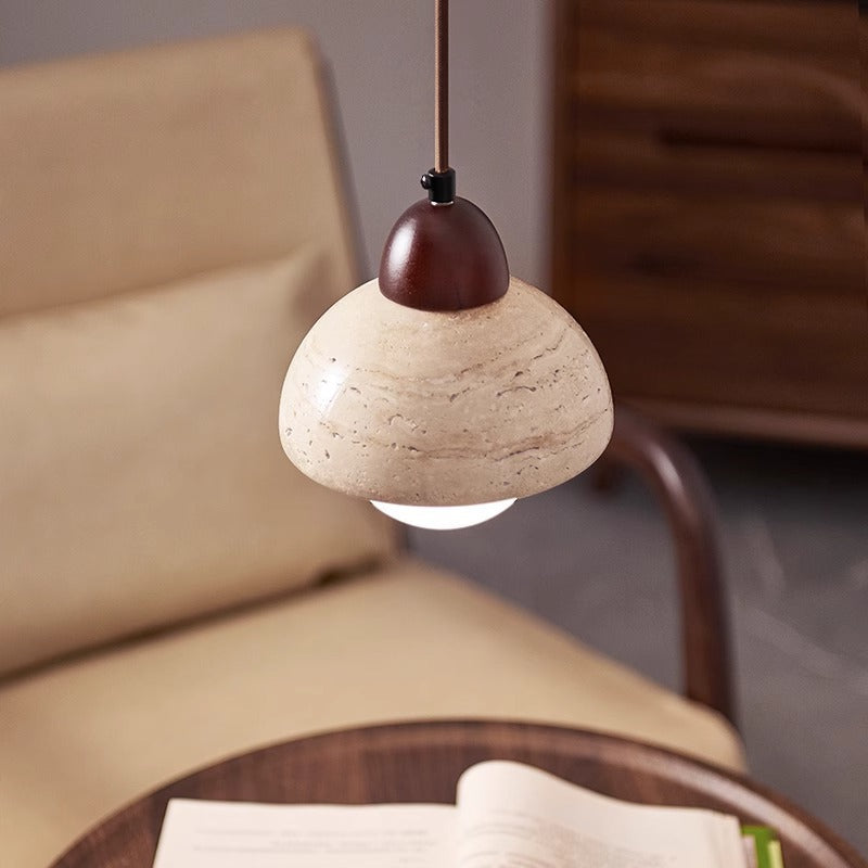 Globe chinois traditionnel en bois et pierre à 1 lumière pour salon 
