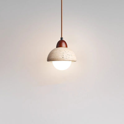Traditionelle chinesische Globus Holz Stein 1-Licht Pendelleuchte für Wohnzimmer 
