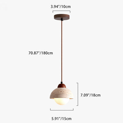 Traditionelle chinesische Globus Holz Stein 1-Licht Pendelleuchte für Wohnzimmer 