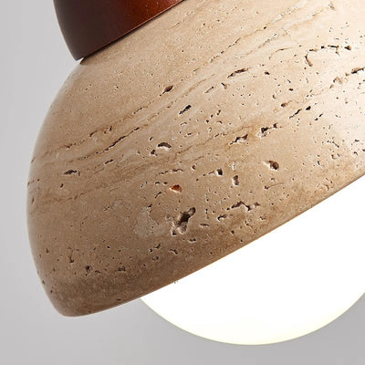 Traditionelle chinesische Globus Holz Stein 1-Licht Pendelleuchte für Wohnzimmer 