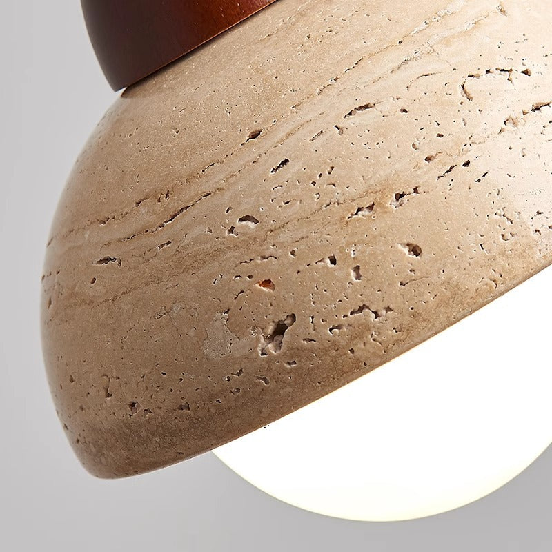 Traditionelle chinesische Globus Holz Stein 1-Licht Pendelleuchte für Wohnzimmer 