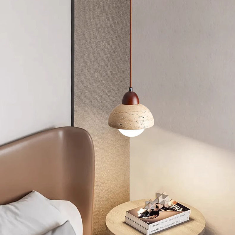 Globe chinois traditionnel en bois et pierre à 1 lumière pour salon 