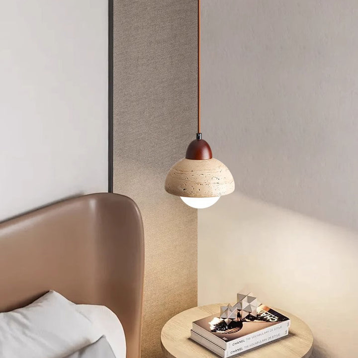 Globe chinois traditionnel en bois et pierre à 1 lumière pour salon 