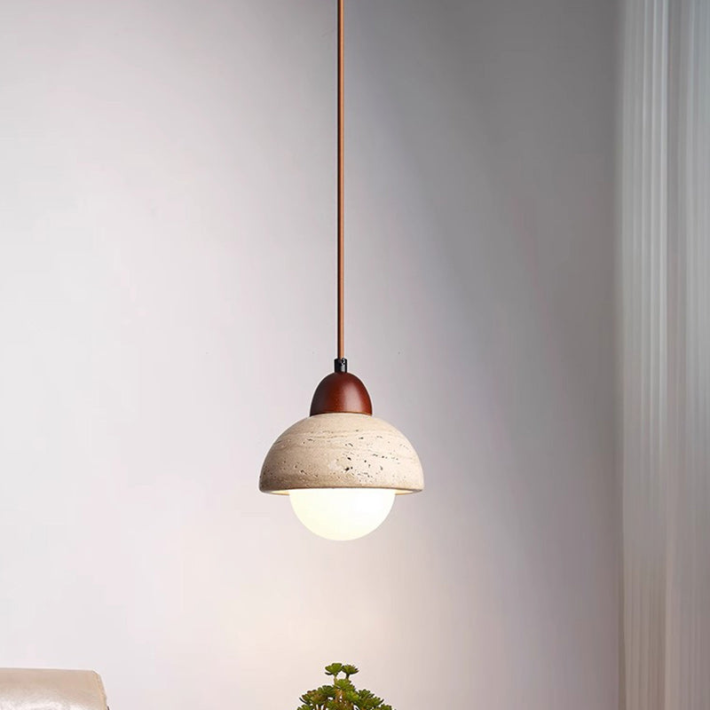 Globe chinois traditionnel en bois et pierre à 1 lumière pour salon 