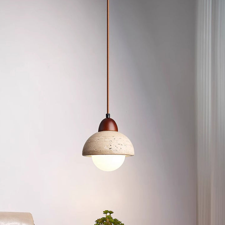 Globe chinois traditionnel en bois et pierre à 1 lumière pour salon 