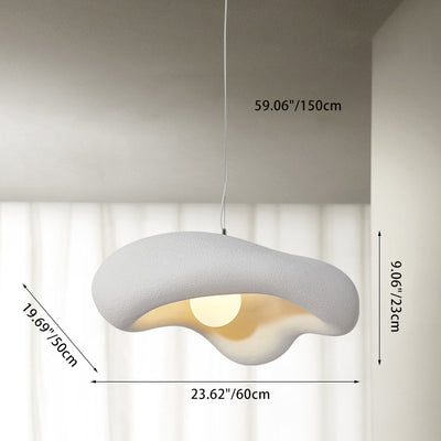 Lustre suspendu à 1 lumière en plastique nuage traditionnel japonais pour salon 