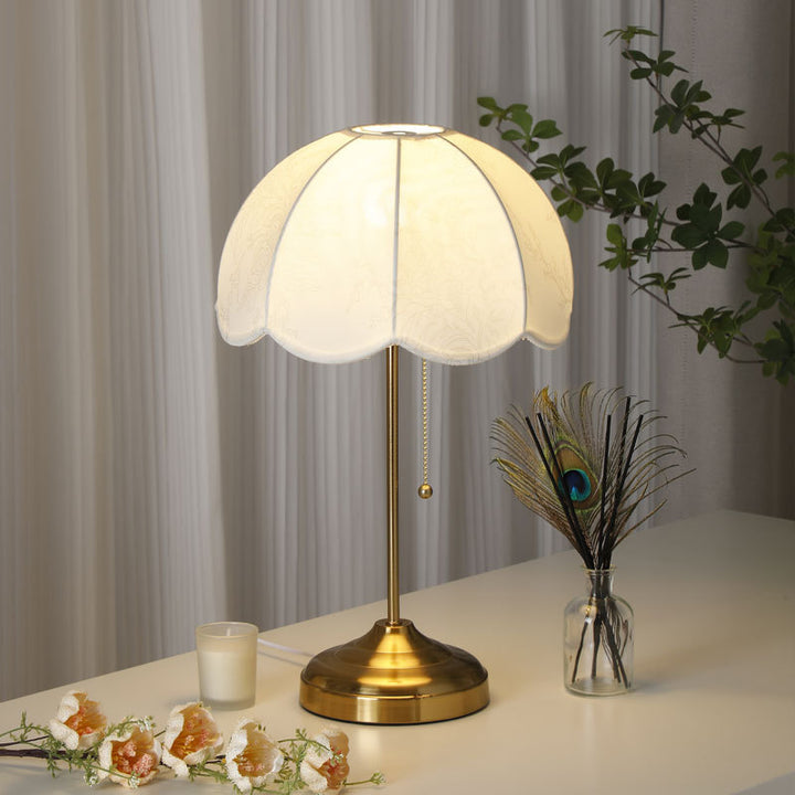 Lámpara de mesa de 1 luz de hierro con cúpula de tela vintage tradicional para sala de estar 