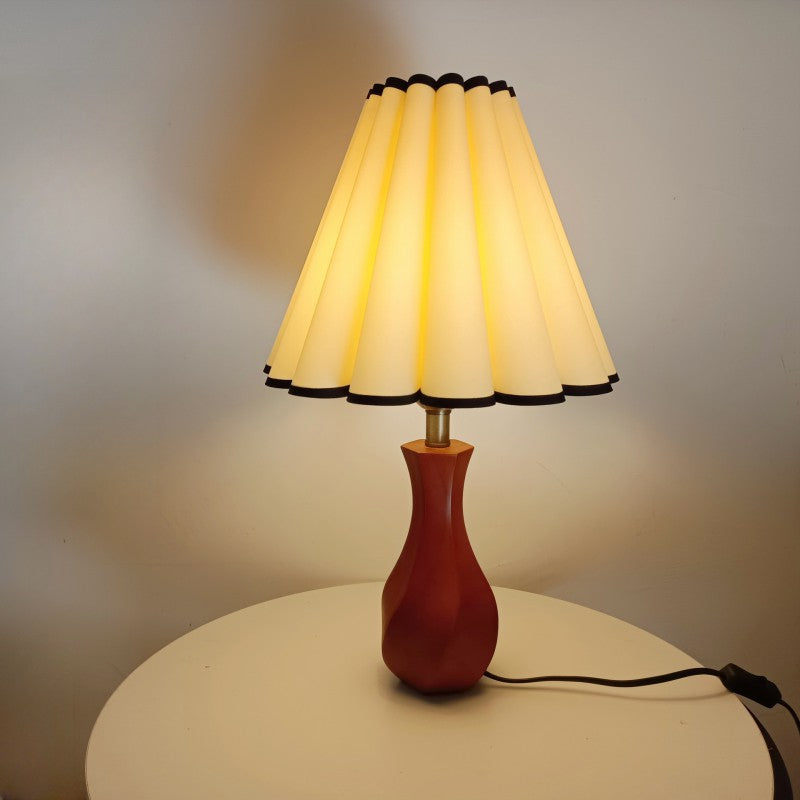 Lampe de table 1 lumière en bois et tissu vintage traditionnel pour salon 
