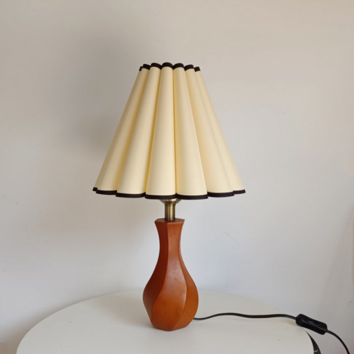 Lampe de table 1 lumière en bois et tissu vintage traditionnel pour salon 