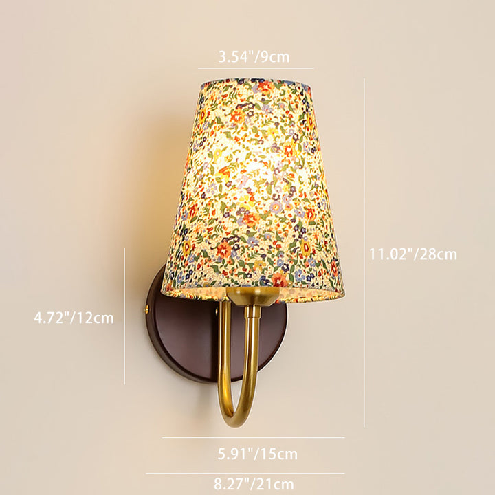 Lampe murale 1 lumière en bois, fer et tissu nordique contemporain pour salon 