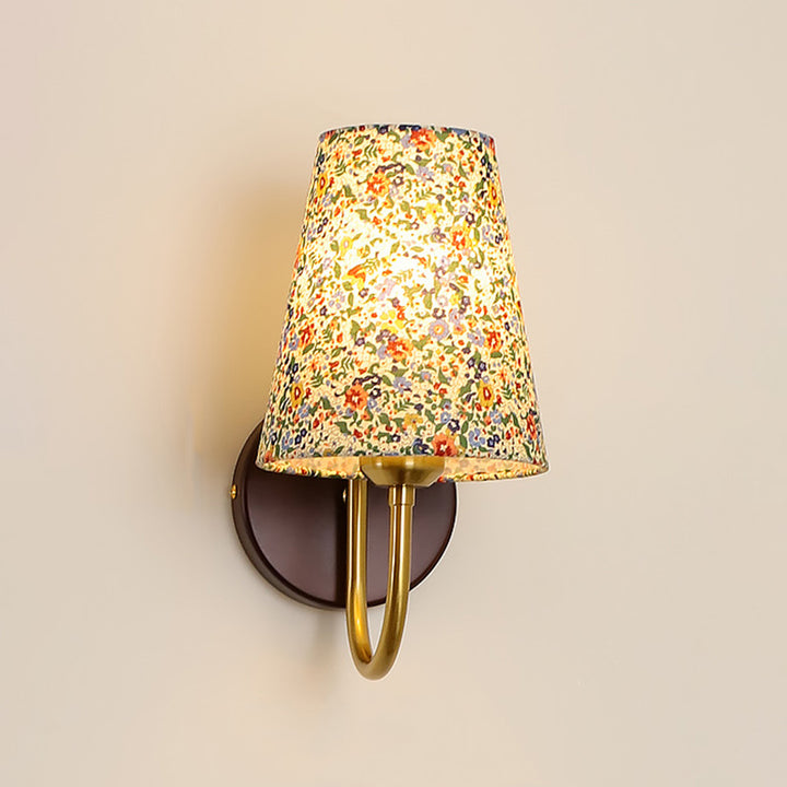 Lampe murale 1 lumière en bois, fer et tissu nordique contemporain pour salon 