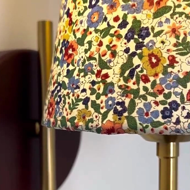 Lampe murale 1 lumière en bois, fer et tissu nordique contemporain pour salon 