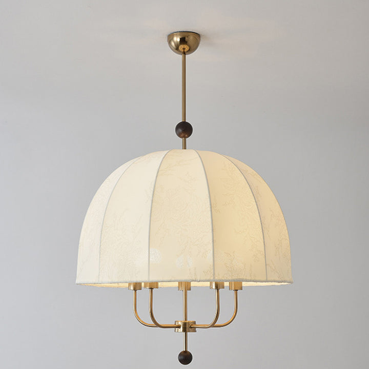 Traditional Vintage Dome Wood Iron Fabric 4/5-Light Chandelier For Living Room