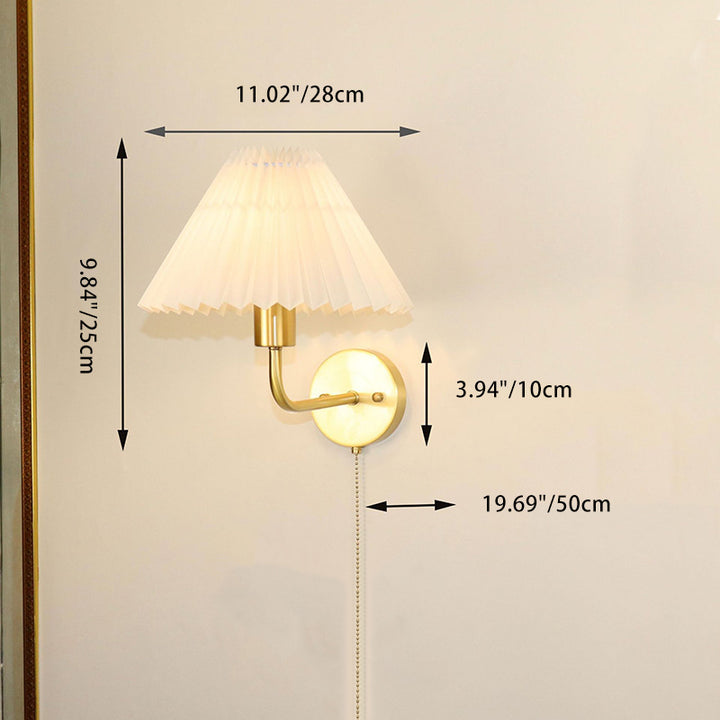 Contemporary Nordic Drum Copper Fabric 1-Light Wall Sconce Lamp For Living Room