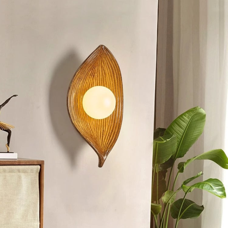 Applique murale contemporaine en résine plastique Nordic Leaf à 1 lumière pour salon 