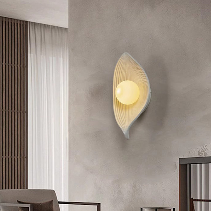 Applique murale contemporaine en résine plastique Nordic Leaf à 1 lumière pour salon 