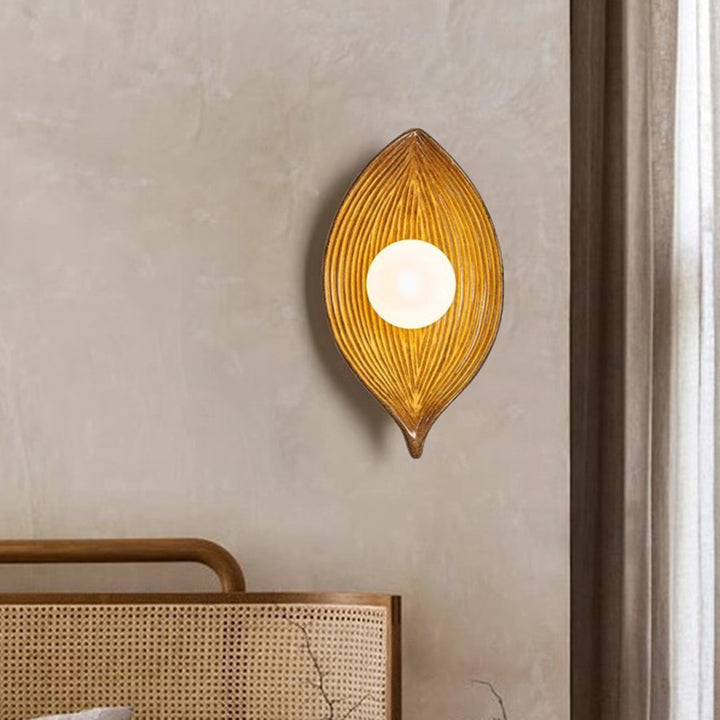 Applique murale contemporaine en résine plastique Nordic Leaf à 1 lumière pour salon 