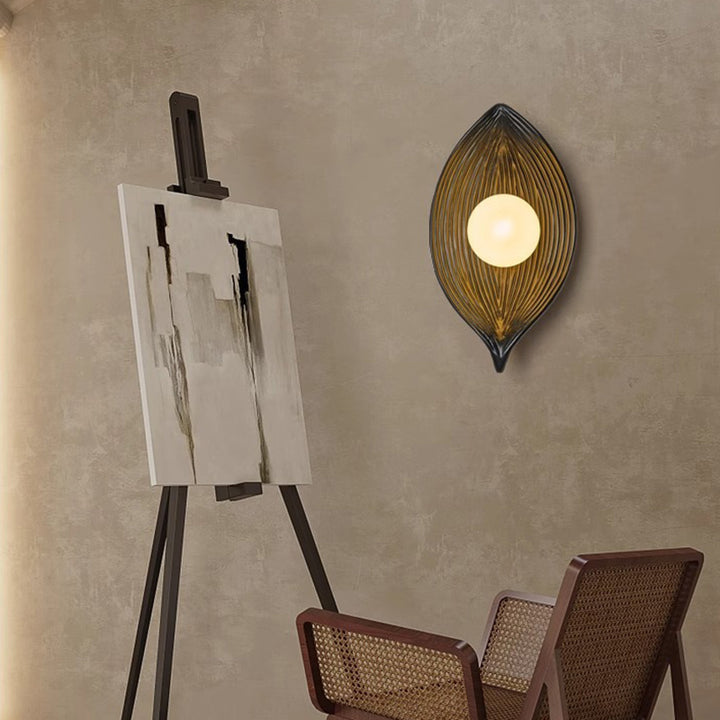 Applique murale contemporaine en résine plastique Nordic Leaf à 1 lumière pour salon 