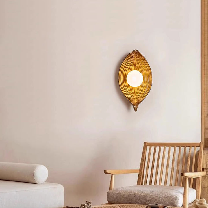Applique murale contemporaine en résine plastique Nordic Leaf à 1 lumière pour salon 