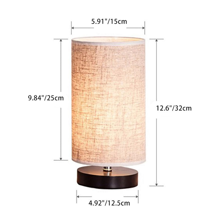 Lampe de table 1 lumière en tissu de fer cylindrique japonais traditionnel pour salon 