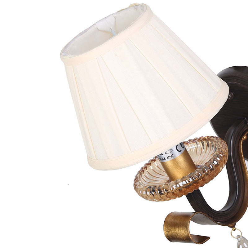 Applique Murale 1 Lumière en Fer et Verre avec Tambour Traditionnel Français pour Salon 